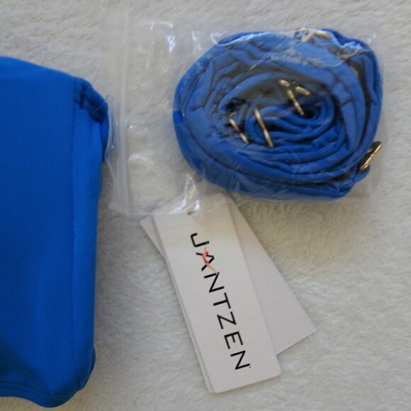 Jantzen Two Piece Swim Suit Women's Size 16 Blue Bandeau Top Swim Skirt - Picture 3 of 9